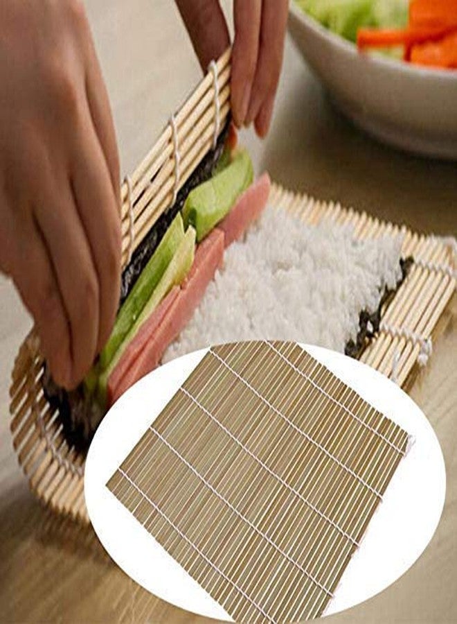 Definite Re-Usable and Eco-Friendly Natural Bamboo Sushi Mat Rice Rolling Cozinha with 2 Pair of Chopsticks (Brown) - Image 3
